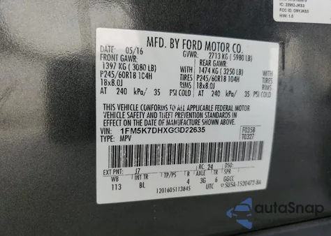 2016 Ford Explorer Xlt z USA, uszkodzony, nr VIN 1FM5K7DHXGGD22635